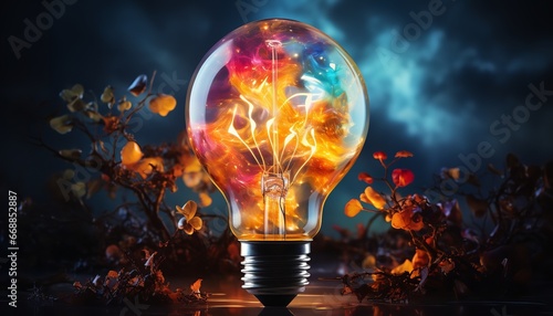 a light bulb with a bunch of colors created by ai