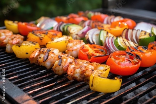 grilled shrimp skewers on a bbq grill
