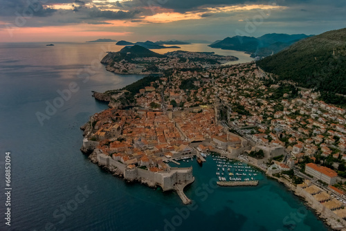 Aerial view of Dubrovnik city in Croatia