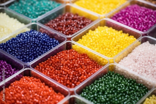 bead selection process with multiple colors and sizes on the table