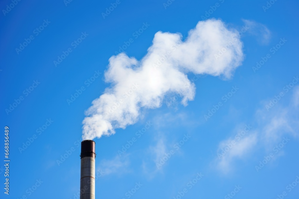a smokestack belching black smoke over a clear blue sky a smokestack belching black smoke over a clear blue sky