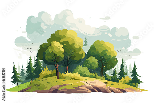 natural element landscape flat illustration isolated on white background