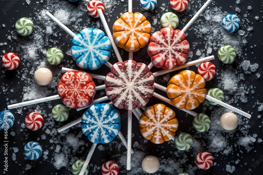christmas candy lolly pop and bonbons background