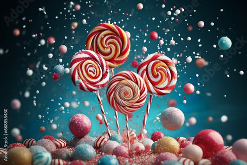 christmas candy lolly pop and bonbons background photo