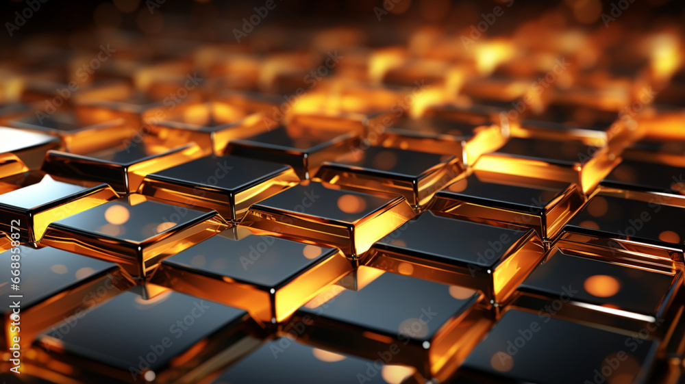 Fototapeta premium abstract background with cube pattern, golden geometric wallpaper