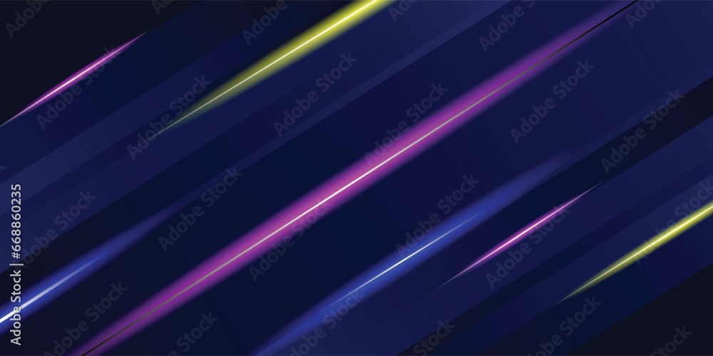 Blue technology background with motion neon light effect.Vector illustration