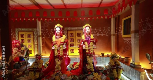 Decoration of Goddess Gauri pujan and Lord Ganesha Chaturthi photo