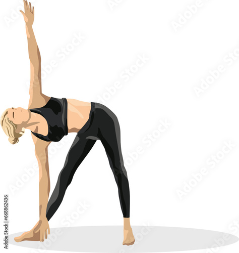 Asian young woman exercises yoga isolated on white background.