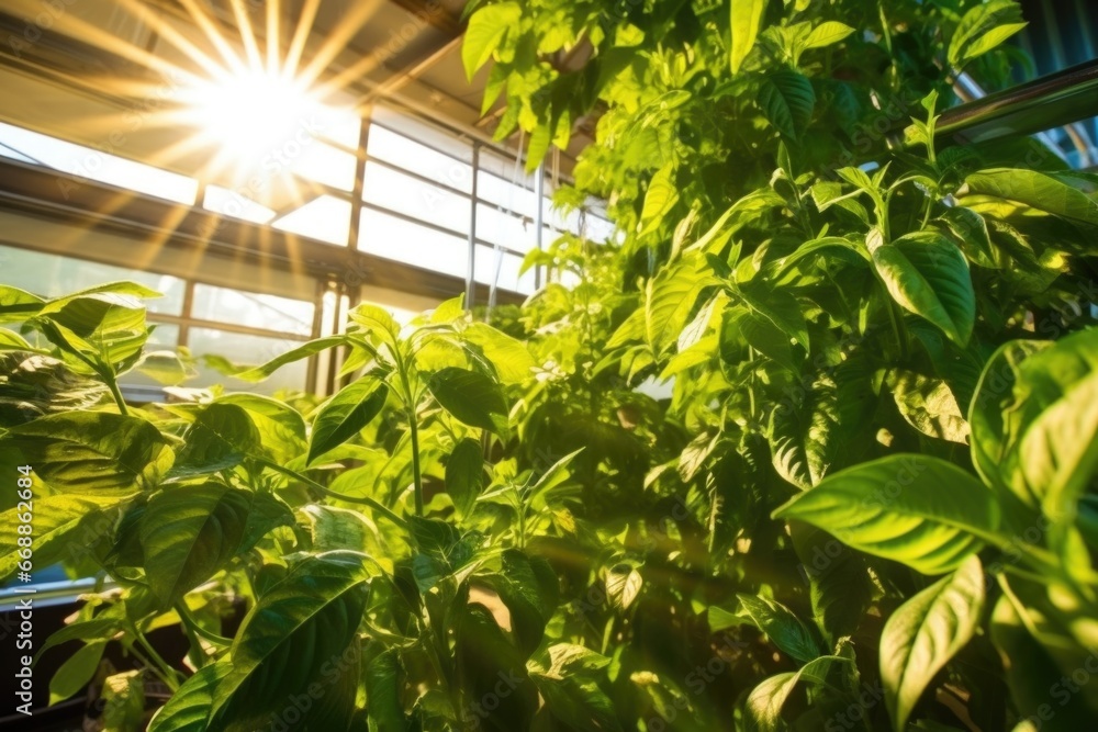 Fototapeta premium morning light illuminating coffee flavoring plant interior