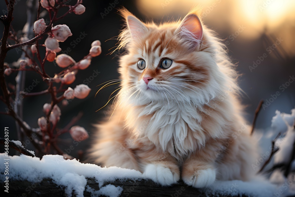 Cat in a winter wonder land