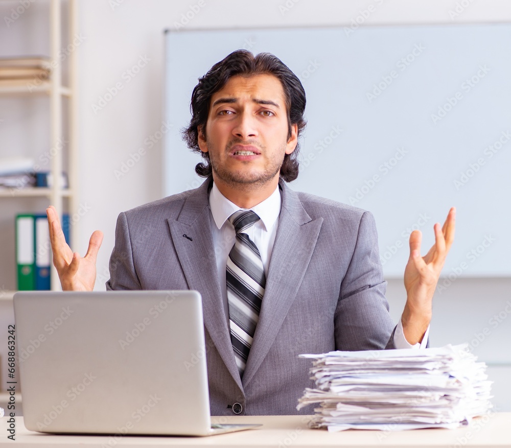 Young handsome businessman employee in the office Young handsome businessman employee in the office