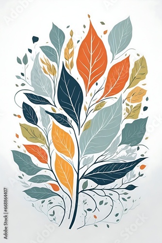 flat colorful leaves vector drawing
