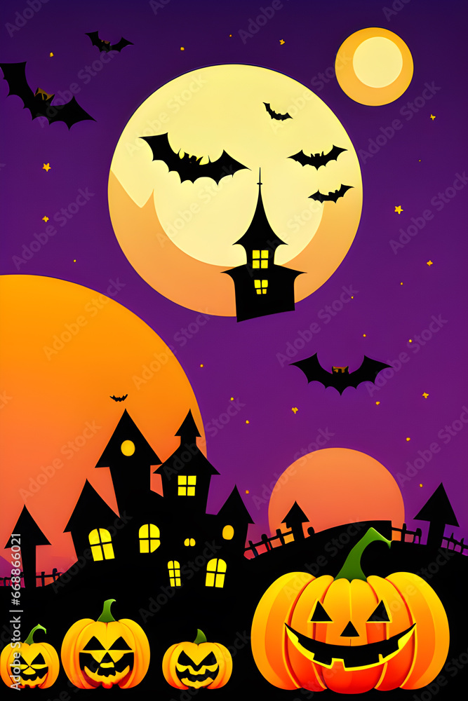 Halloween background in flat design mysterious generative ai
