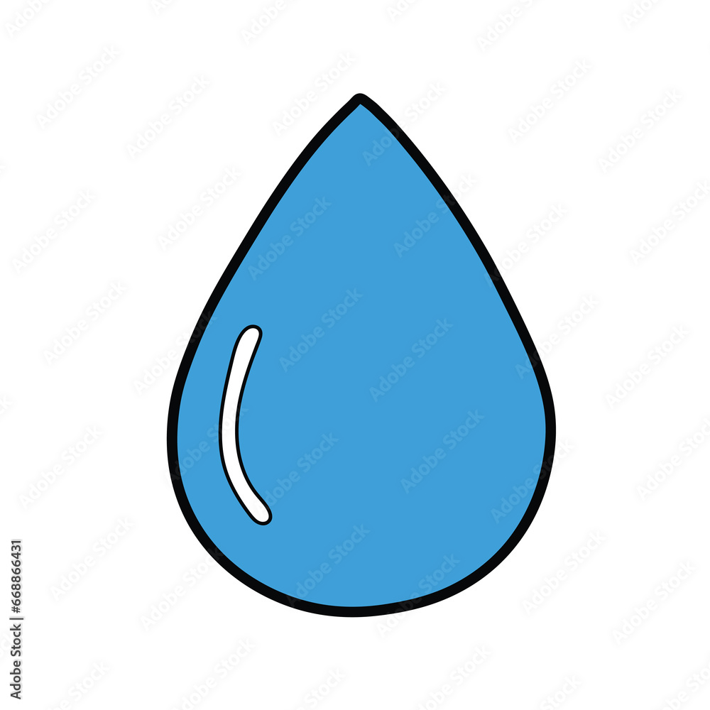 A hand-drawn cartoon water drop icon on a white background. A hand-drawn cartoon water drop icon on a white background.