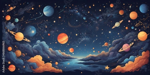 night galaxy solar system acrylic oil painting photo