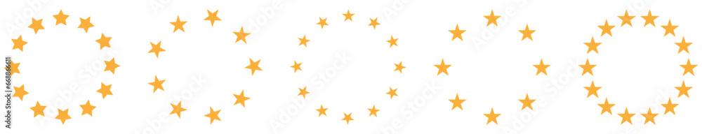 Set of yellow stars in circle icons. Vector illustration isolated on white background Set of yellow stars in circle icons. Vector illustration isolated on white background