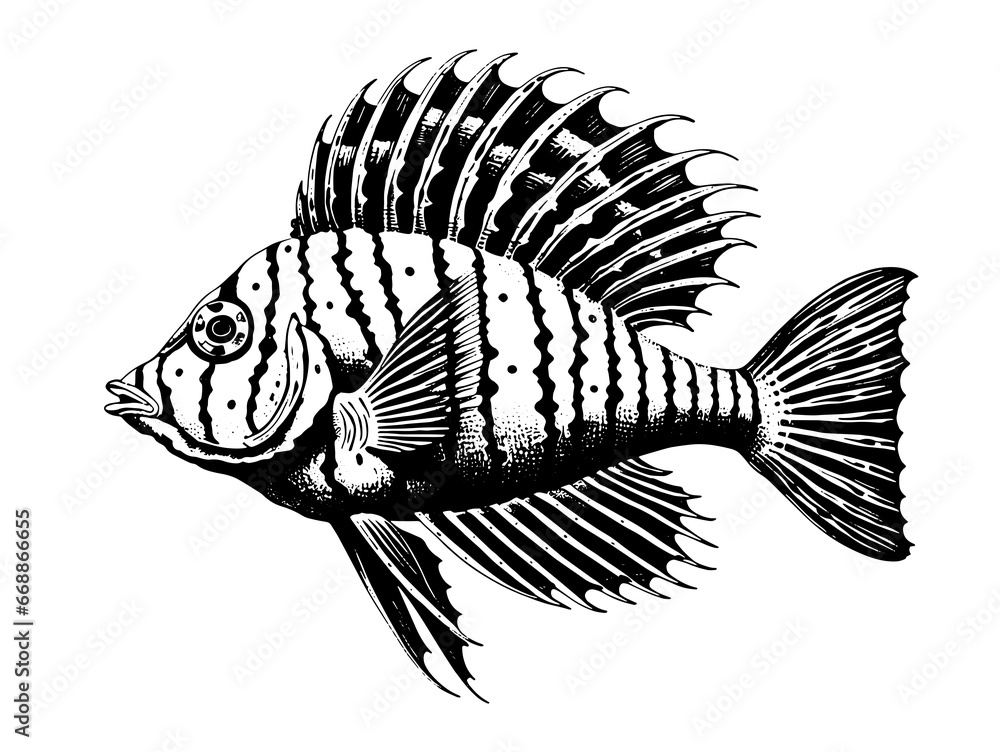 Fish Sea under Water Depth Manta Ray Tattoo Print Stamp Fish Sea under Water Depth Manta Ray Tattoo Print Stamp