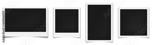 Set of realistic photo frames mockup. Empty photo frame mock up with shadow. Vector illustration isolated on white background