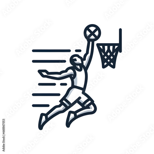 Vector icon of basketball player going for a layup shot. photo