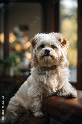 portrait of white hairy dog