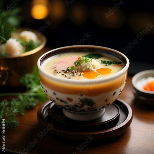 Chinese style soup in a bowl