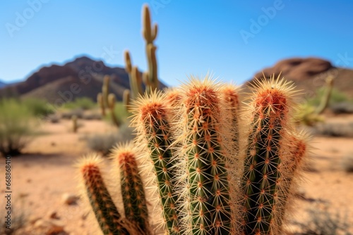 a singular cactus in a desert vs a cluster of cacti
