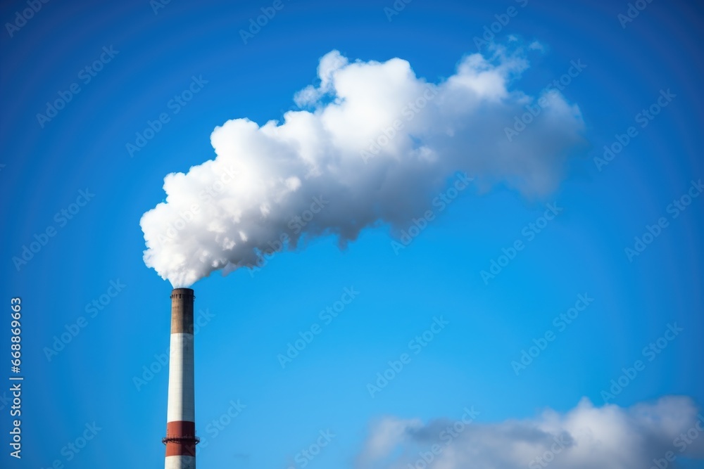 industrial smokestack releasing thick smoke into clear sky industrial smokestack releasing thick smoke into clear sky