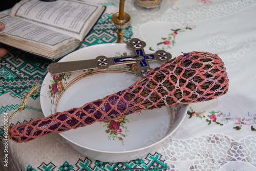 Принти на полотні basil  and cross used by priests to sanctify houses with aghiasma and objects in