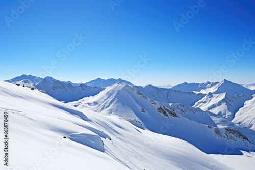 the swiss alps covered in snow under a clear, blue sky © Alfazet Chronicles