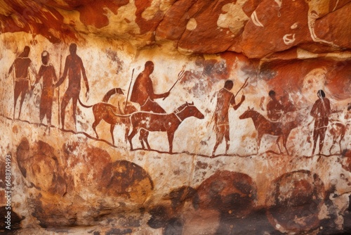 aboriginal rock art showing ancient hunting scenes
