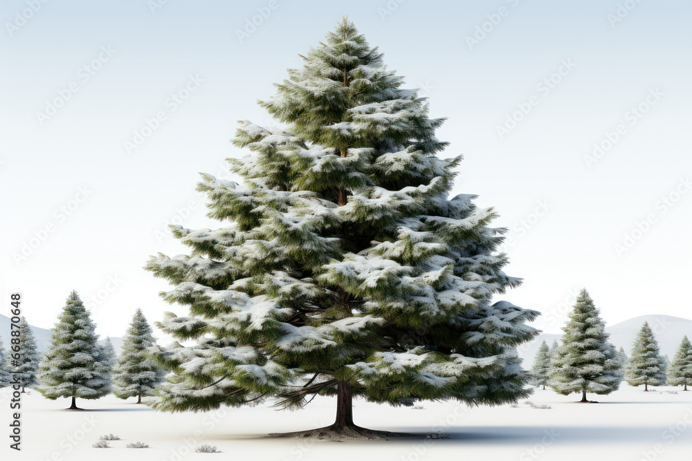 Fototapeta premium Christmas tree on white background. Generative Ai.