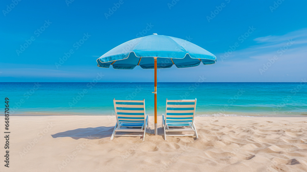 Umbrella and chair on the beautiful tropical beach