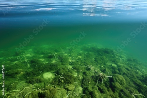 thick, green, and lifeless seawater