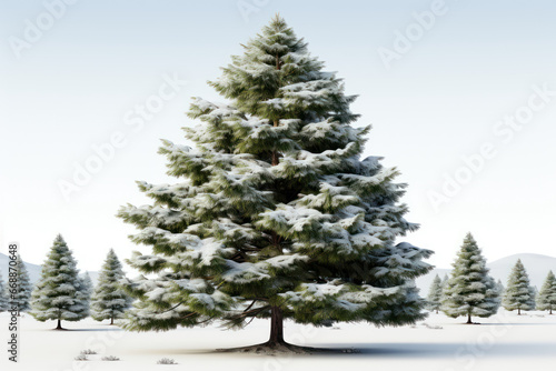 Christmas tree on white background. Generative Ai.