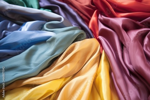 a silky parachute fabric spread out on a table
