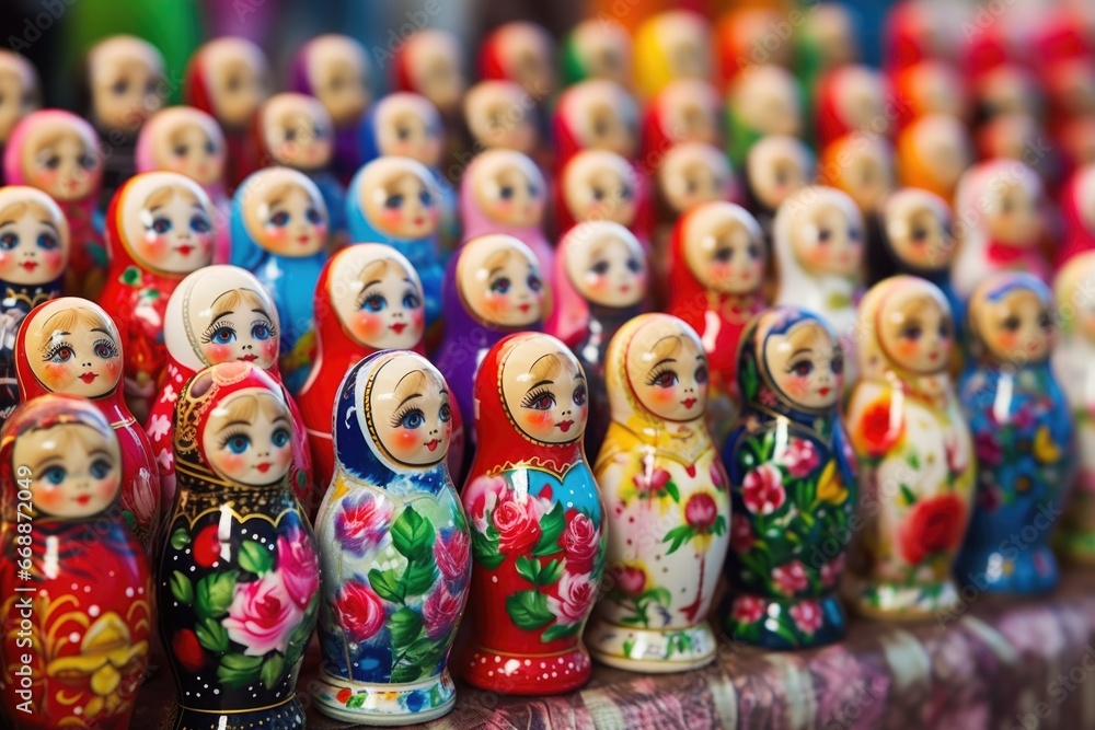 russian matryoshka dolls lined up from largest to smallest