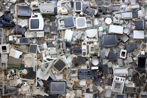 collection of disassembled television parts neatly arranged
