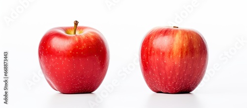 White background with two apples