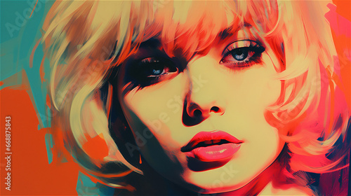 colorful painting of a woman close up portrait