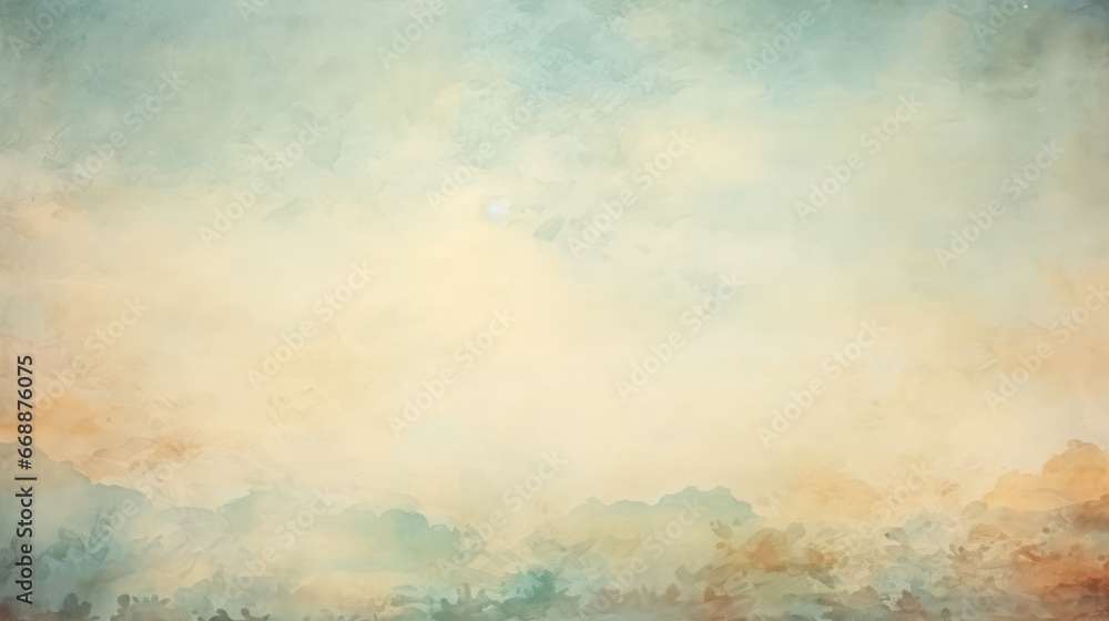 Antique vintage watercolor background in shades of blue and orange, ideal for banners, posters, and advertising media.
