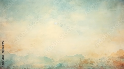 Antique vintage watercolor background in shades of blue and orange, ideal for banners, posters, and advertising media.