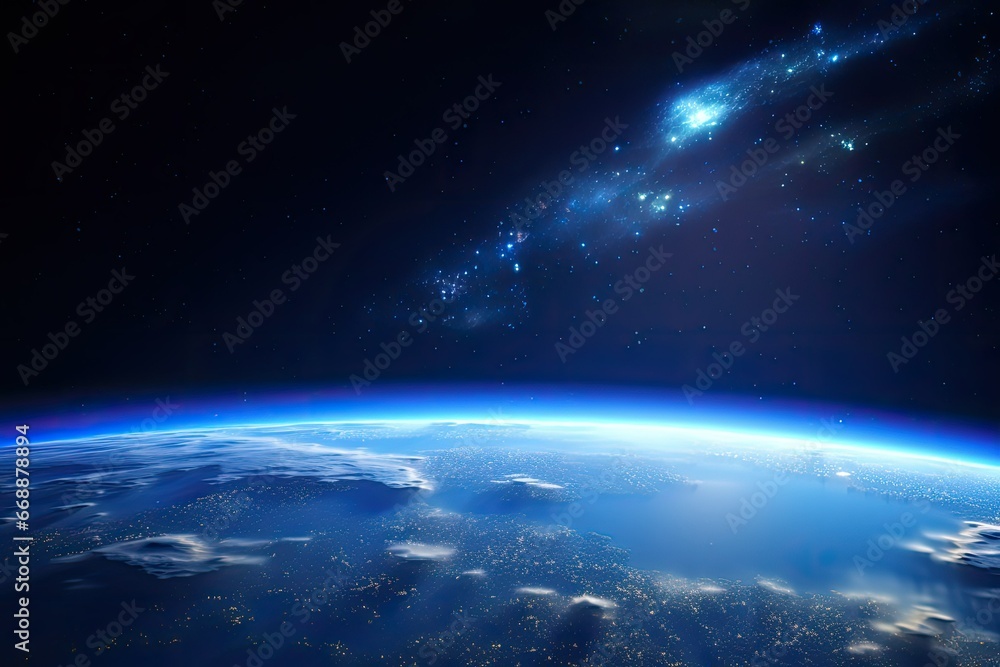 View of the planet Earth from space during a sunrise, Earth Space View,  3D rendering elements of this image furnished by NASA