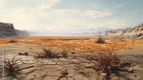 Desert with cracked earth