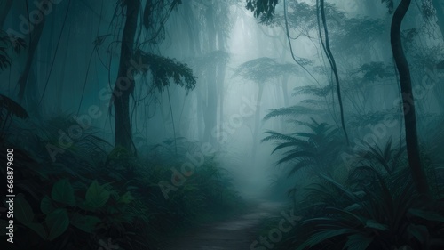 misty forest in the morning © ahmudz
