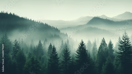 A forest filled with lots of green trees. Generative AI. © Natalia