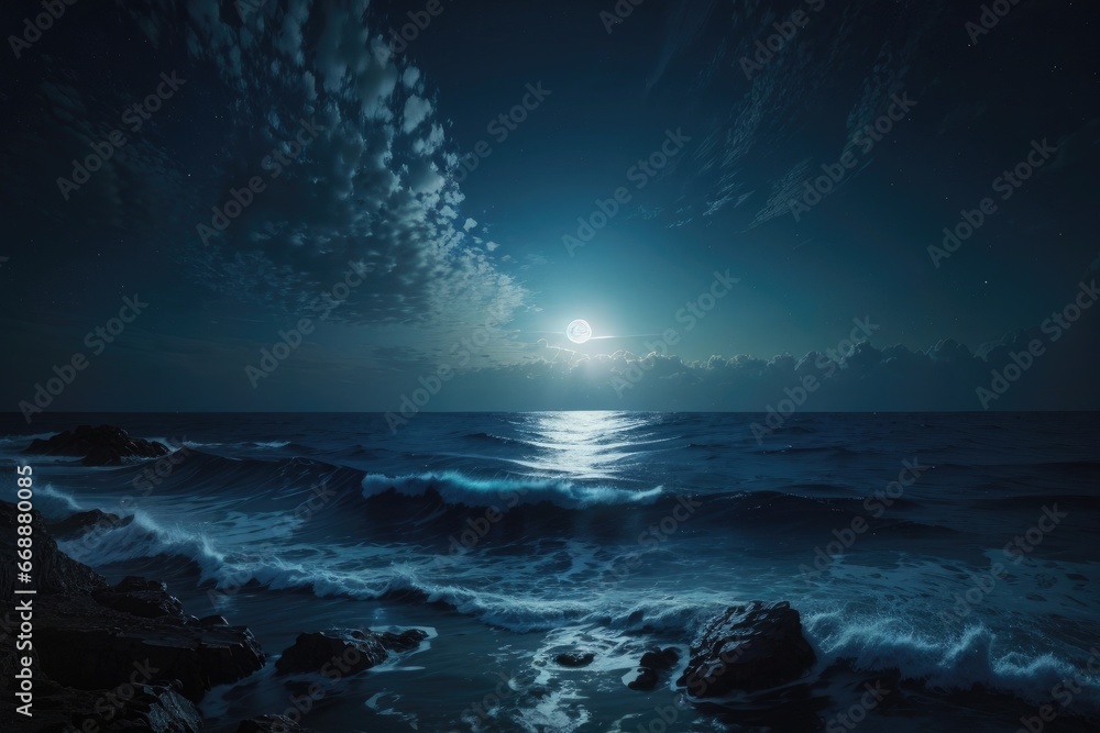 ocean waves and the moon ocean waves and the moon