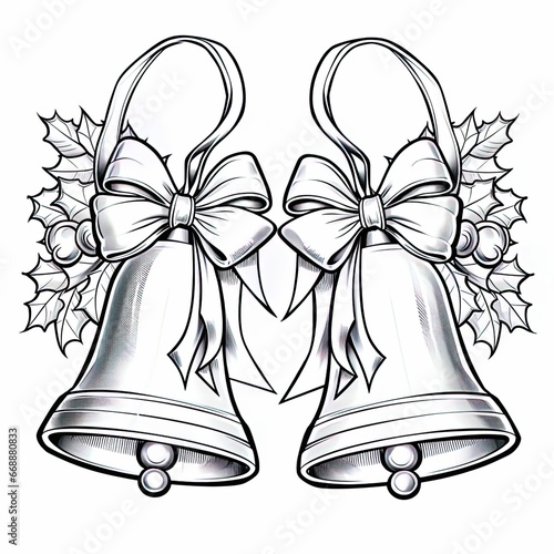 christmas bells illustration on an isolated white background, coloring book