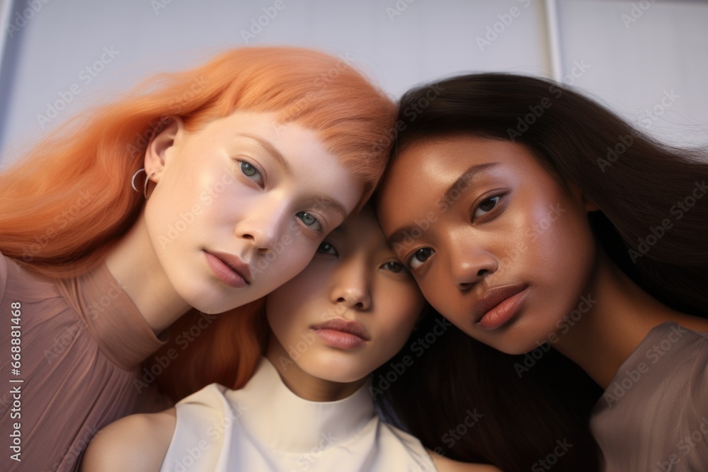 Three women are posing for a picture. Generative AI. Three women are posing for a picture. Generative AI.