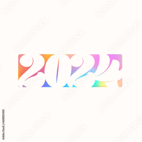 Poster with 2024. Vector illustration with gradient. Light retro background in minimalist style