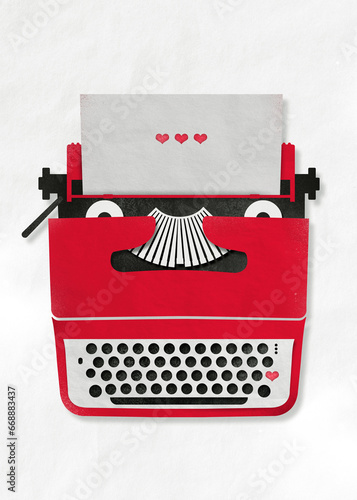 Red love typewriter